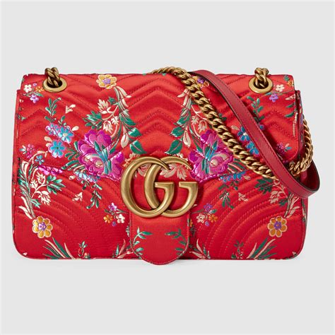 gucci hand bag with flower|More.